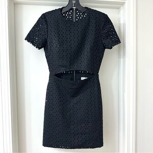 bec + bridge Black Geometric Laser Cut Cutout Short Sleeve Mini Dress, Size 2